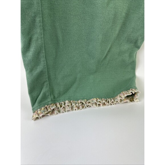Orvis Cotton Pajama Set Green Ruffle Trim Long Sleeves Pants Stretch Womens XL - Picture 12 of 16